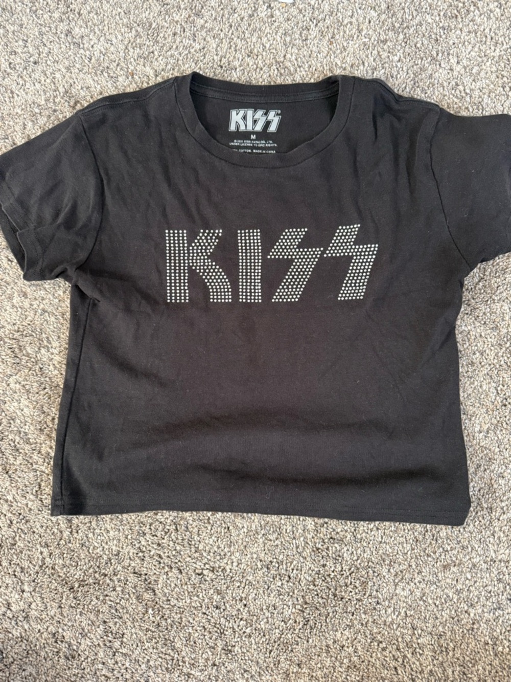 Kiss Black Short Sleeve Logo Tee with Stud Detailing